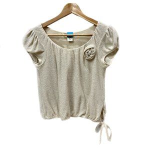 Flower Detail Beige Top - Size S